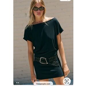 Free People Black Mini Dress with Studded Belt